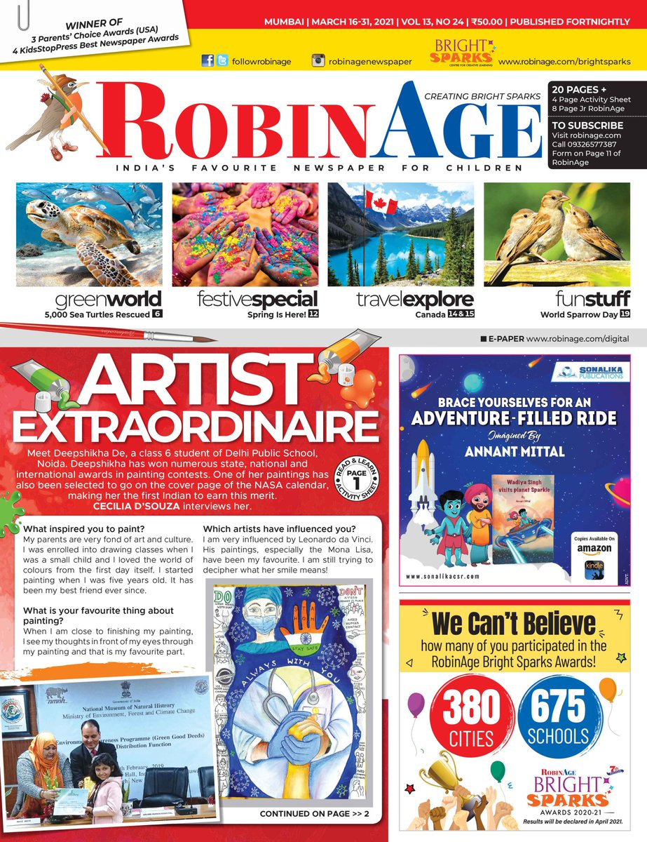 deepshikha_de's tweet photo. So pleasantly surprised with the wonderful cover story @FollowRobinAge did on yours truly in their current edition. Feeling blessed with so much love.
RobinAge is India’s one of the largest children’s newspaper.
#Deepshikha #RobinAgeNewspaper #RBSA #RobinAge https://t.co/QsL8G1NxUy