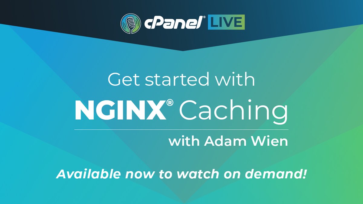 cPanel's tweet photo. Missed our NGINX Caching chat with Adam Wien, cPanel's expert, in the cPanel LIVE broadcast last week? Watch the recording now and learn more about NGINX for your webserver. Check it out! https://t.co/JDhf5tKs7N
#cPanelLive #cPLive #NGINX #WebHosting https://t.co/iZjiPoUa0w