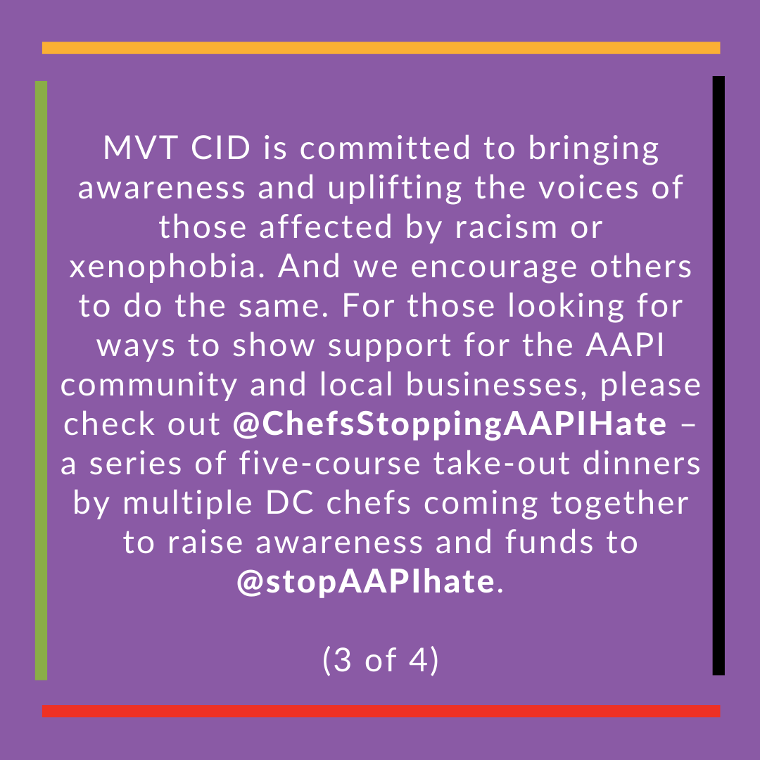 MVTCID's tweet photo. MVT CID four-part message of solidarity with the AAPI community.
#stopaapihate #MVTogether https://t.co/RadPqIDGi5