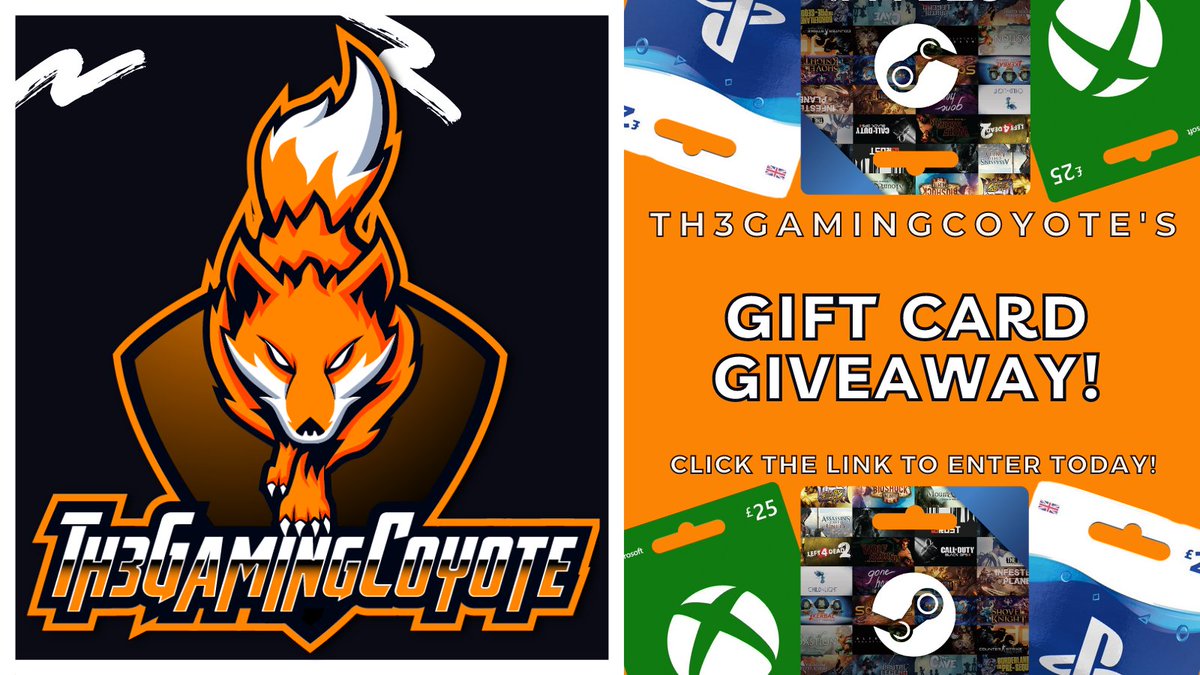 GamingCoyoteYT's tweet image. 🚨 GIVEAWAY ALERT! 🚨

I will be giving away 2x £25 Gift Card of your choice (Xbox, Steam and PS4 ONLY) 

This is to say a massive THANKS for the support and introduction to YouTube its been amazing!

ENTER HERE: gleam.io/xY98d/coyotes-…

#GiveawayAlert #Giveaway #YouTube