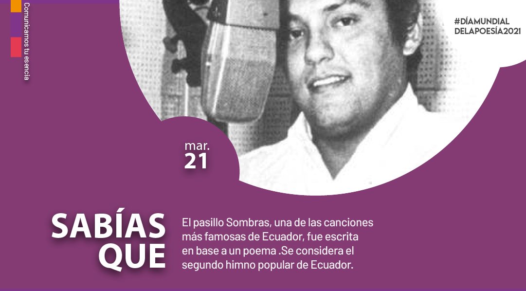 darmacomunica's tweet photo. Desde la cumbre de París de 1999, se celebra cada año el Día Mundial de la Poesía. De acuerdo con la decisión de la UNESCO, el principal objetivo de esta acción es sostener la diversidad de los idiomas a través de la expresión poética. 👏

#DarmaCom #Ecuador #Agencia #Marzo2021 https://t.co/o2h9isHpQd