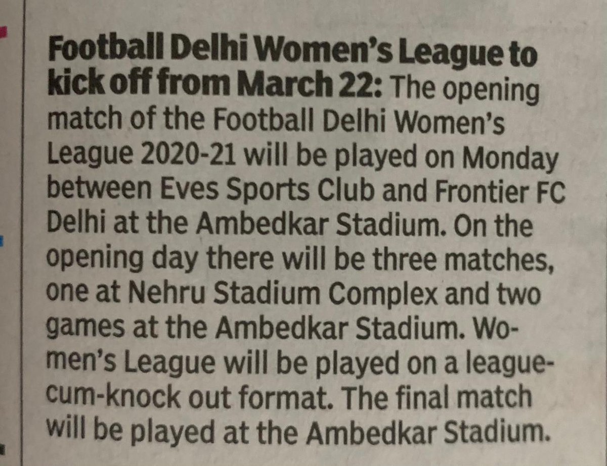 FootballDelhi's tweet photo. More than 400 players are participating in Delhi Women's League.
Great to see 21 teams are playing this season.
#FDWL #FootballDelhi #TakingEveryoneTogether
@htcity @HTSportsNews https://t.co/sqsk4cAxP3
