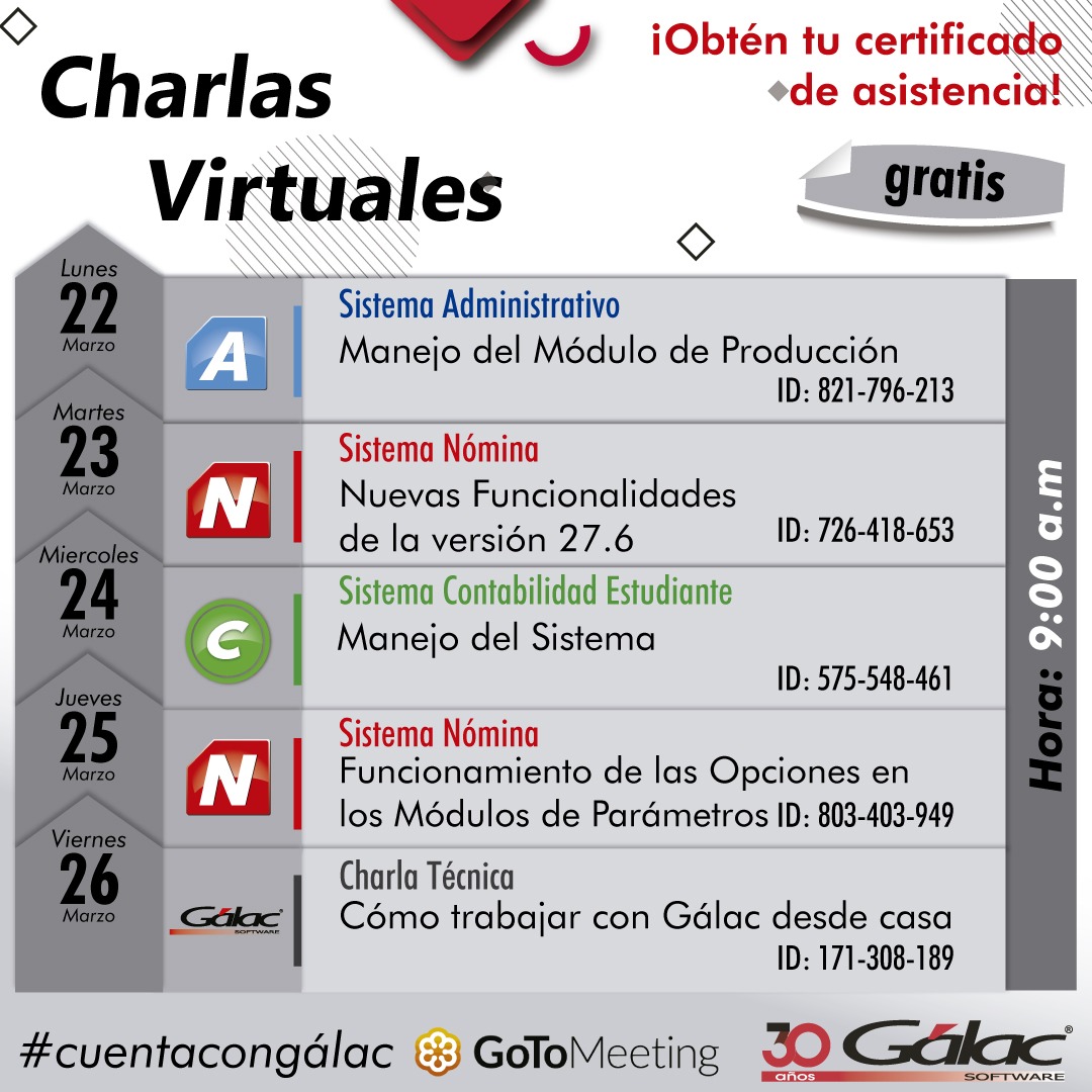 icyasgalac's tweet photo. Charlas Virtuales Gálac Gratis!
22/03 https://t.co/VDxEooxwRj
23/03 https://t.co/P3gGfNE788
24/03 https://t.co/S6IDgXUfz6
25/03 https://t.co/ebSZYUzOCq
26/03 https://t.co/Tzp2hPdXLC
#softwarecontable
#softwareadministrativo
#softwarenomina
#cuentacongálac
#ccpdistrito https://t.co/VwPY4aAmec