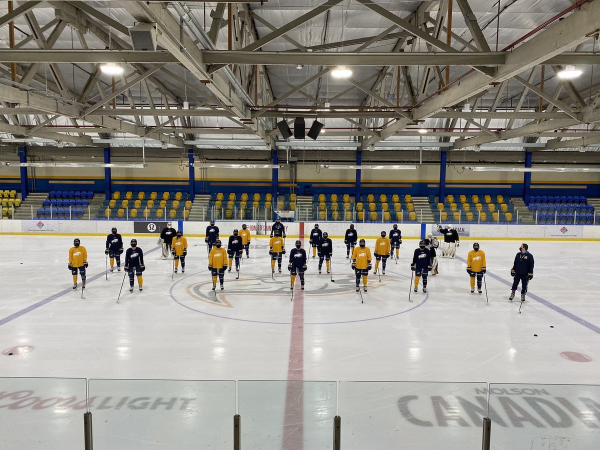 At the end of a busy day for #RockYourHKYSocks, we leave you with one final picture
This is the <a href="/UBCWHKY/">UBC Women's Hockey</a> team, wearing mismatched socks, decked out entirely in yellow &amp; blue. 
The colors of World Down Syndrome Day, on the ice
Thanks to everyone who took part in every way
#WDSD21