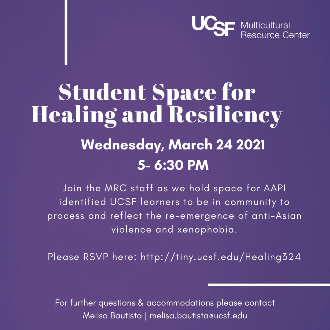 We welcome all AAPI identified UCSF students, post docs, and residents to join our staff as we hold space to process 🤍🤍
