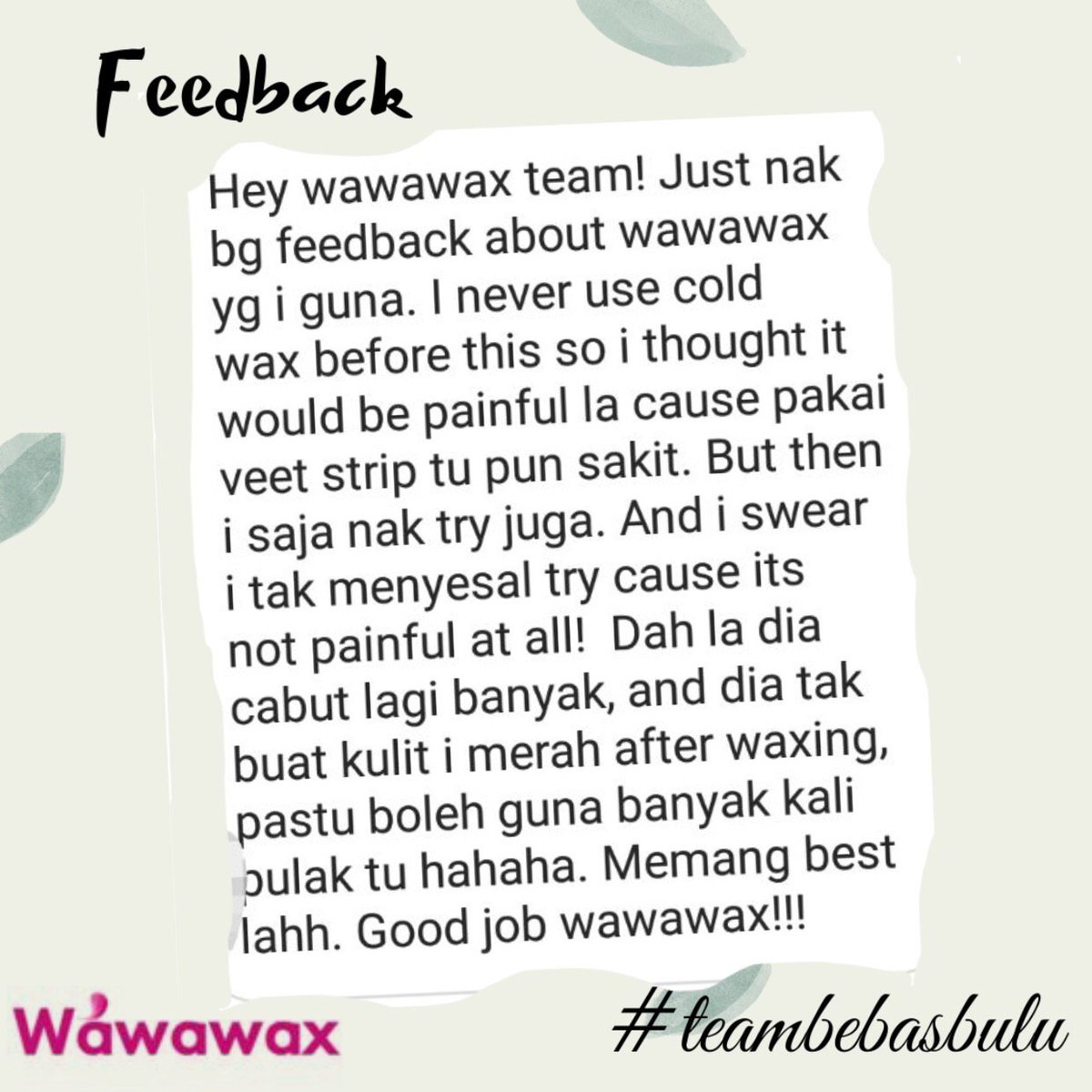 Kita bagi you all baca feedback2 customer kita yang dah try guna Wawawax niSo korang kalau berminat boleh terus click je link kat bawah ni okay sebab kita sentiasa ready stock cod Melaka aje tau heheWhatsApp:  https://wa.link/c9lzz6  Shopee:  https://shopee.com.my/product/190941413/6275475941?smtt=0.190944228-1610670780.9