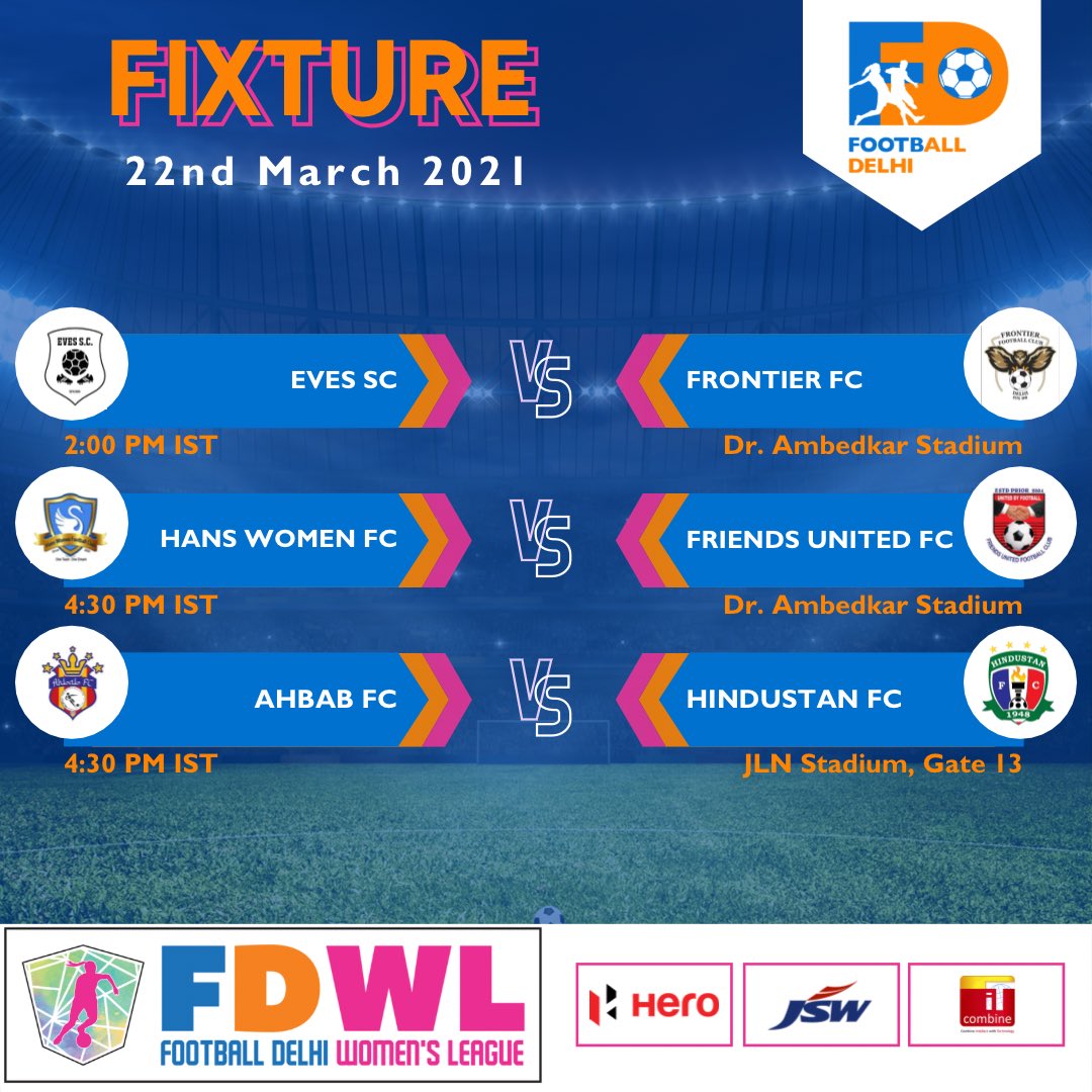 FootballDelhi's tweet photo. 3️⃣ matches on the opening day.
Which team are you cheering for?
#FDWL #FootallDelhi #TakingEveryoneTogether #IndianFootball https://t.co/2vLuVpfsr2
