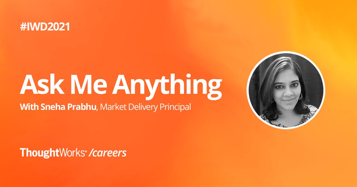 thoughtworksIN's tweet photo. #AMAwithTWI Twitter edition will be answered live by Sneha Prabhu tomorrow from 3 PM to 4 PM.
Keep the questions coming, on this thread :) 

#AMA #ThoughtWorksIndia #TWCulture #WomenLeaders https://t.co/rP9BLLDpz4