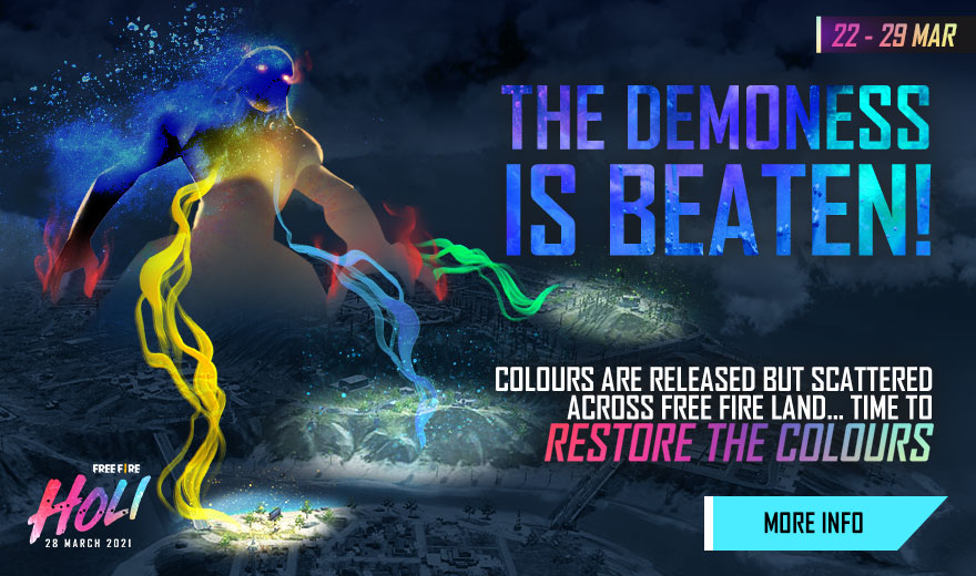 yatinthakur14's tweet photo. Great job Survivors, the demoness is beaten! 🥳🤩  The colours are now scattered across Bermuda, and we need your help to restore the colours! 🎨  So what are you waiting for? Head to the game now and restore the colours in Free Fire! 🔥

#FreeFire #IndiaKaBattleRoyale #Booyah https://t.co/tVr52p2uVf