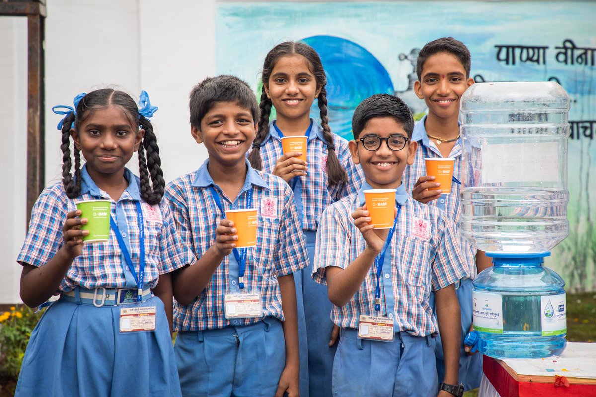 BASF's tweet photo. #WorldWaterDay is celebrated on March 22 to raise awareness of the 2.2 billion people living without access to safe drinking water. To enable access to fresh drinking water in India, BASF has built 6 water treatment facilities to more than 4,000 households.https://t.co/8n2P7njfBN https://t.co/udRV9T9XjR