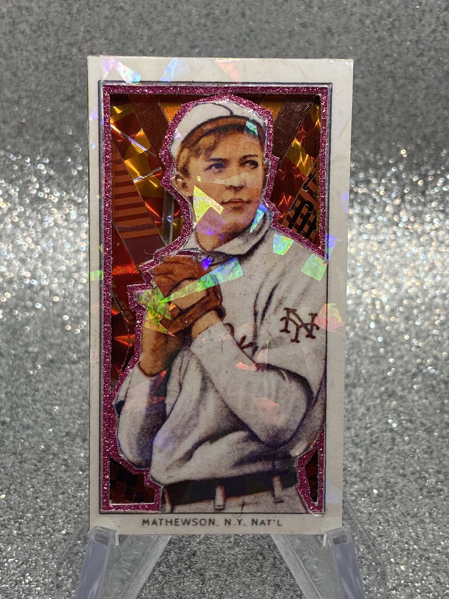 thirddanart's tweet photo. I just can’t seem to stop making colab cards out of the amazing prints @prewarprints sent me. Here is a little #t206 ice orange to red Christy Mathewson refractor.
.
.
.
.
#baseball #baseballcardart #art #thirddanart #cardart #whodoyoucollect #giants #ny #mathewson #bigsix https://t.co/ODxdTz9g57