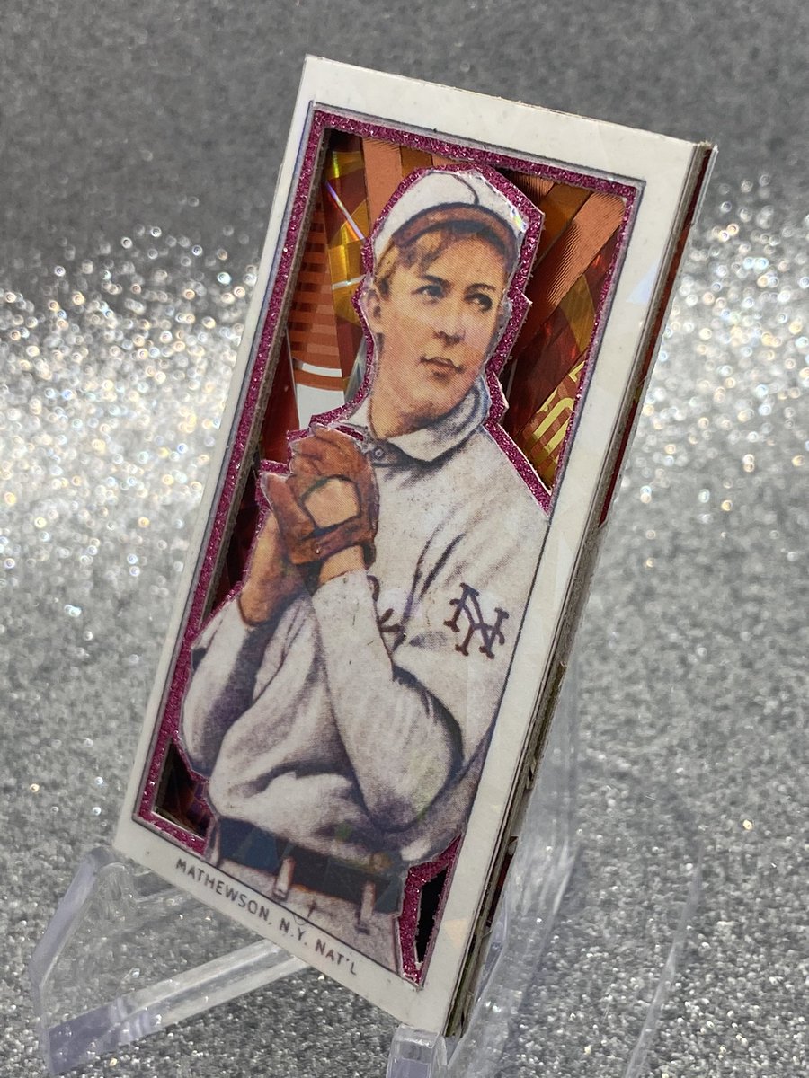 thirddanart's tweet photo. I just can’t seem to stop making colab cards out of the amazing prints @prewarprints sent me. Here is a little #t206 ice orange to red Christy Mathewson refractor.
.
.
.
.
#baseball #baseballcardart #art #thirddanart #cardart #whodoyoucollect #giants #ny #mathewson #bigsix https://t.co/ODxdTz9g57