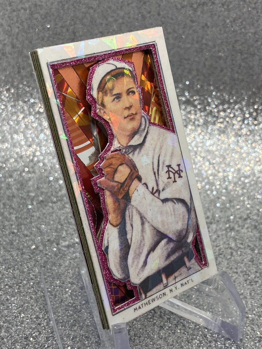 thirddanart's tweet photo. I just can’t seem to stop making colab cards out of the amazing prints @prewarprints sent me. Here is a little #t206 ice orange to red Christy Mathewson refractor.
.
.
.
.
#baseball #baseballcardart #art #thirddanart #cardart #whodoyoucollect #giants #ny #mathewson #bigsix https://t.co/ODxdTz9g57