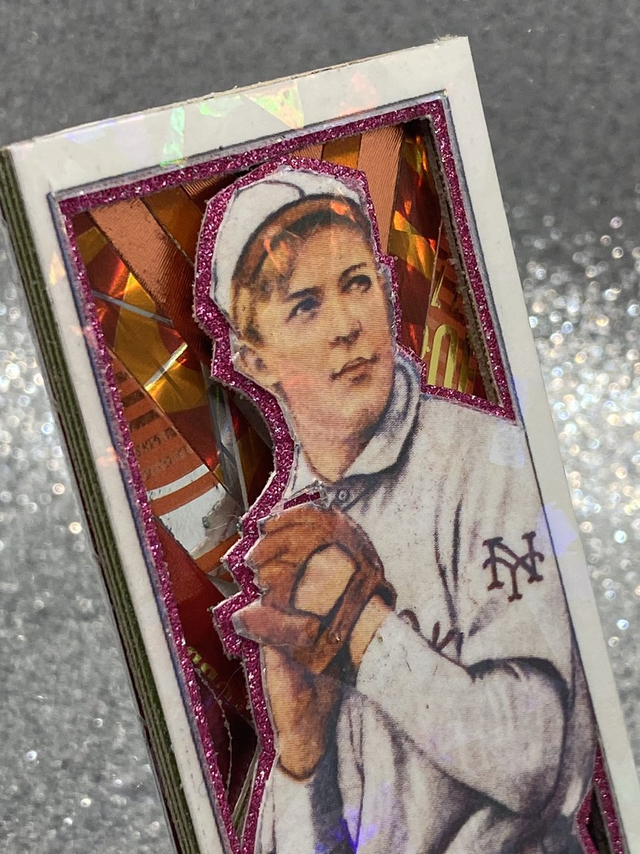 thirddanart's tweet photo. I just can’t seem to stop making colab cards out of the amazing prints @prewarprints sent me. Here is a little #t206 ice orange to red Christy Mathewson refractor.
.
.
.
.
#baseball #baseballcardart #art #thirddanart #cardart #whodoyoucollect #giants #ny #mathewson #bigsix https://t.co/ODxdTz9g57