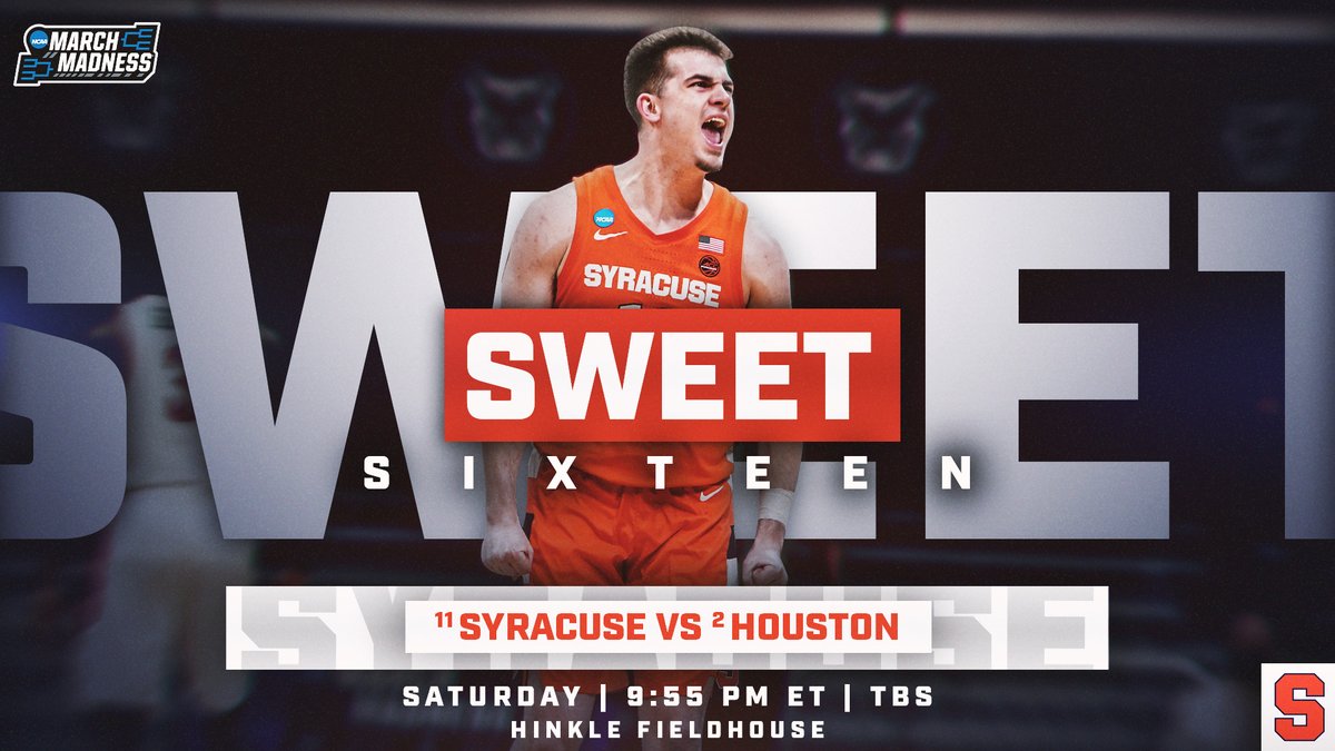 Cuse_MBB's tweet photo. Sweet 16 matchup is set.

🆚 Houston
📆 Saturday
🕙 9:55 PM ET
📍 Hinkle Fieldhouse
📺 TBS

#MarchMadness https://t.co/vYaDZ77n3k