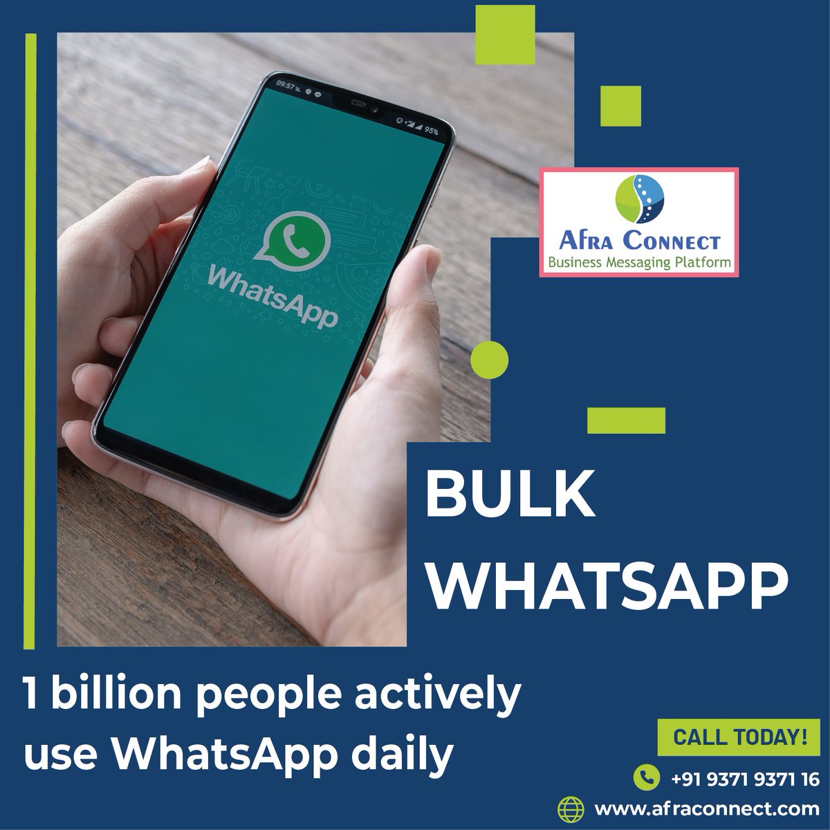AfraConnect's tweet photo. BULK WHATSAPP- 
1 Billion People Actively Use WhatsApp Daily.

If you’d like to know more visit
https://t.co/a1V5FgAiyK or https://t.co/fa7OTv7GNx
Contact :+91-9371937116 / +91-8341413093

#Bulksms #Textsms #Bulktext #TextMarketing #marketing #DigitalMarketing #Text #SMS #connect https://t.co/WM1s9T5BWr