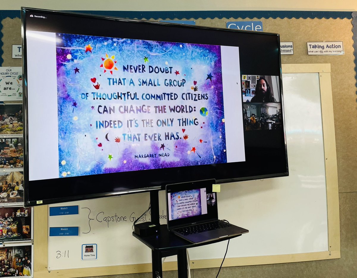 VargeLe's tweet photo. THANK YOU @de_fine for taking the time to meet with our Grade 5 students @KIS_SeoulCampus to discuss activism &amp; social change for our Capstone. “We need to make sure that everyone gets what they need; we must name &amp; then solve social problems” #KIS_SeoulCampus #kispride #inquiry https://t.co/4kFQcnyKm8