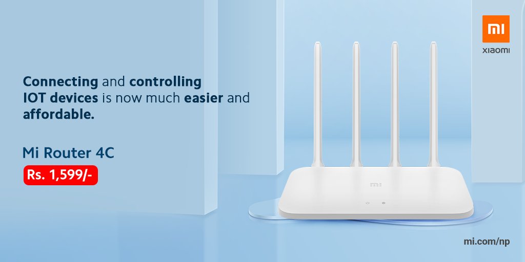 XiaomiNepal's tweet photo. The incredible Mi Router 4C with a new awesome price tag is here!
Connect and Control your IOT devices seamlessly with #MiRouter4C at an unbeatable price.
Available soon at all Xiaomi authorized stores across Nepal.
#XiaomiNepal #Router https://t.co/yqOF1EGKWV