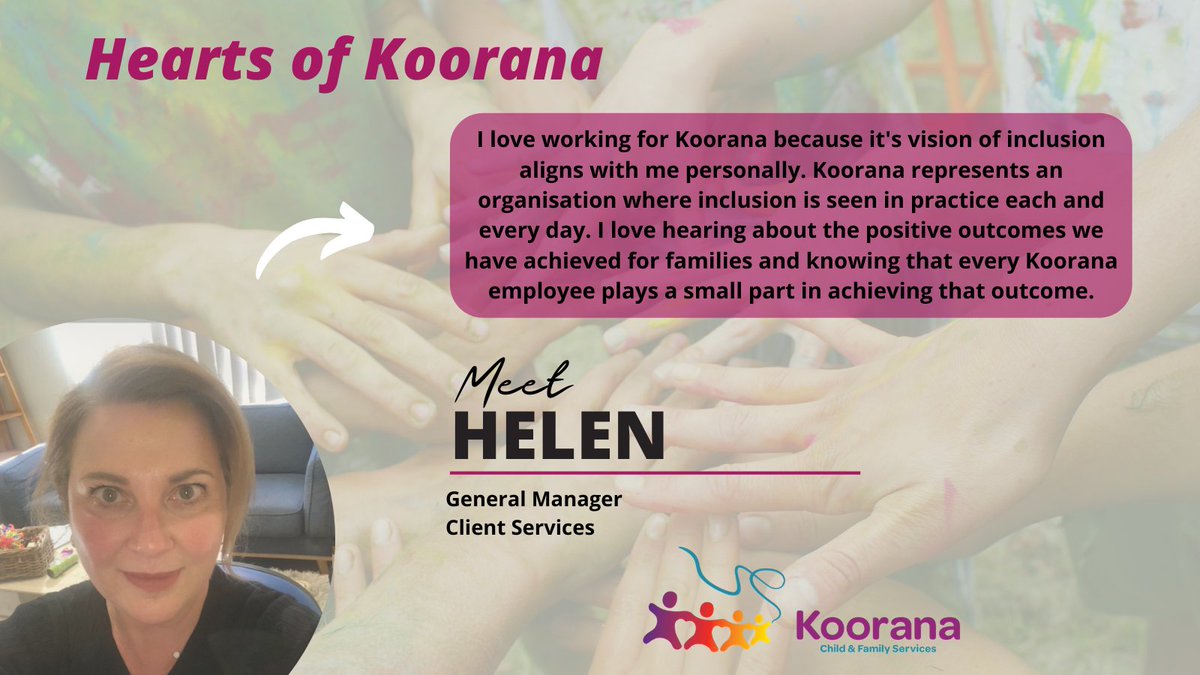 Koorana's tweet photo. Today we are featuring our General Manager of Client Services - Helen! Helen's favourite part about working at Koorana are all the people that she gets to see on a day to day basis. https://t.co/jSnclWgzr7