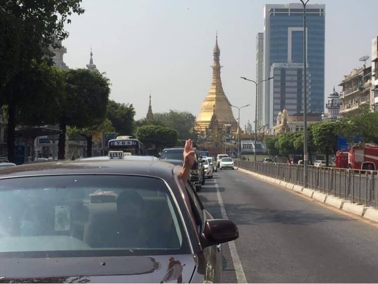 22222 Monthiversary. Mobile 3 fingers movement across #Yangon #WhatsHappeningInMyanmar