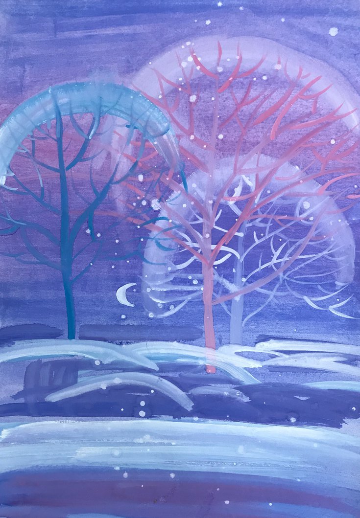 artfinderlatest's tweet photo. Winter night in the… by @kimimaroo999 #gouache #painting #art https://t.co/YJ9pjCiKPZ @artfinder https://t.co/jFsLhdraRl