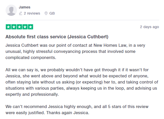 Great to come back into the office after the weekend to this glowing review. Thank you! And a massive well done to Jessica Cuthbert &amp; the supporting post-completions team for your dedicated customer service.
#customerservice #conveyancers