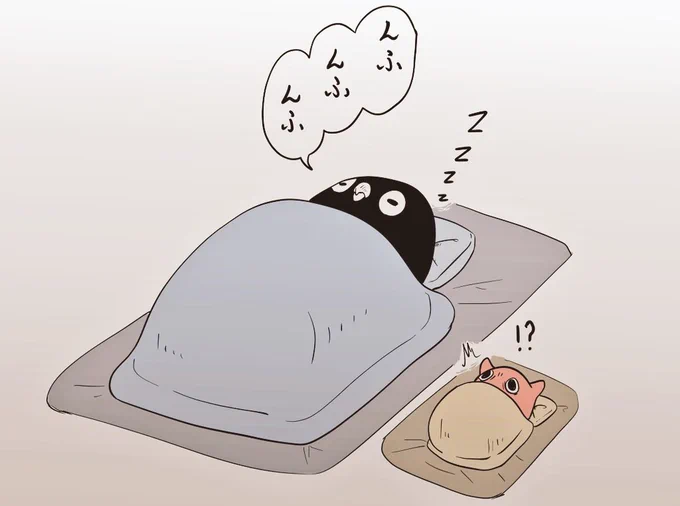 【寝言】
寝言でんふんふ笑うアデリーペンギン。
某なめこかな?(実録です…)
#アデリーペンギン #メンダコ 