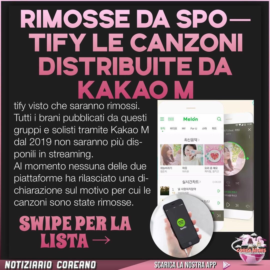coreanewsit's tweet photo. Rimosse da Spotify le canzoni distribuite da Kakao M
[1/3]
#coreanews #southkorea 
https://t.co/kSyyVR4Kdz https://t.co/OlVbnyJKLV