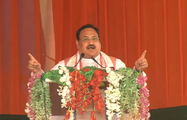 BJP4India's tweet photo. Rahul Gandhi says 'Badruddin is Assam's image'. 

Assam's image would be Gopinath Bordoloi, Bhupen Hazarika and Sankardev, all cultural revolutionaries of Assam!

- Shri @JPNadda 

#BJP4SecureAssam https://t.co/hBgcArrA9S