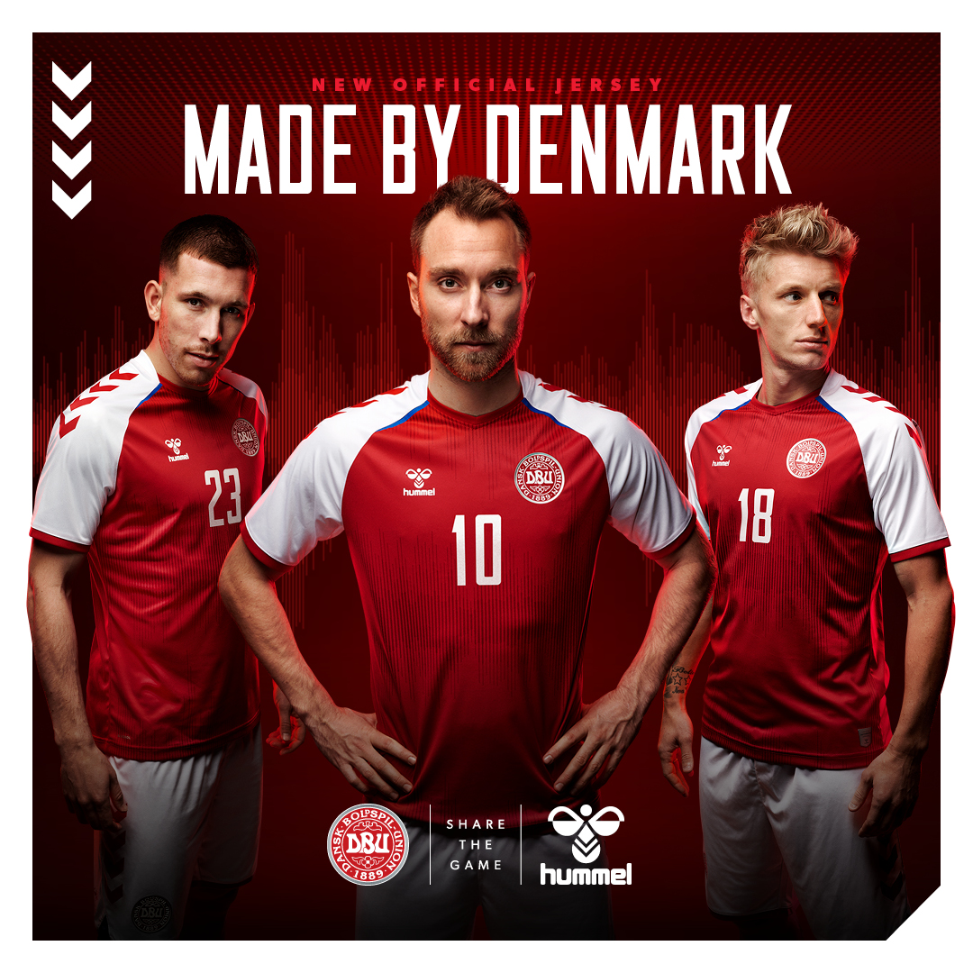 Classic Football Shirts on "🚨 Shirt Alert @hummel1923 have unveiled the new 2020/21 Denmark It features a sound wave of their fans singing their national anthem integrated into the