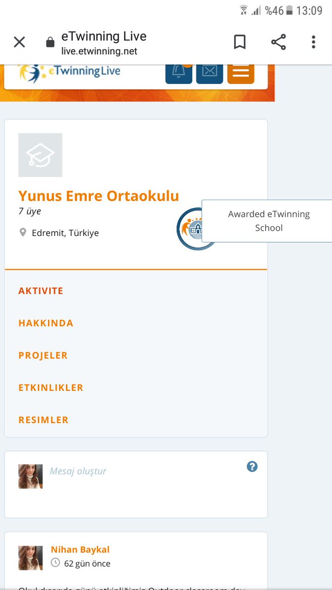 Van Edremit Yunus Emre Ortaokulu 💕 okulumuz etwinning okulu oldu💪🏻 <a href="/tretwinning/">eTwinning Türkiye</a>  <a href="/eTwinningDestek/">eTwinning Projects Dissemination</a>  <a href="/turangore/">Turan GÖRE</a>  <a href="/eTwinningEurope/">eTwinningEurope</a>