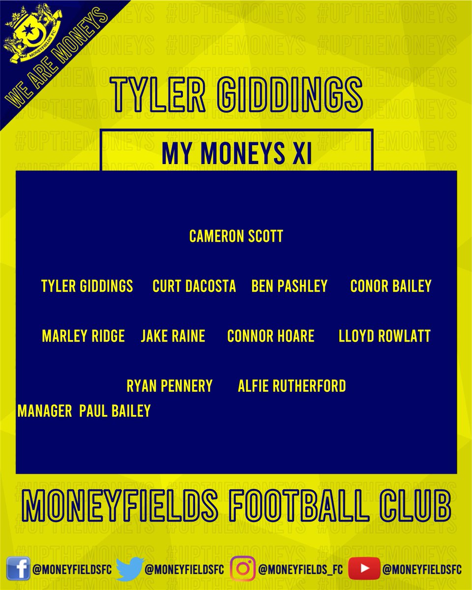 MONEYFIELDSFC's tweet photo. Tyler Giddings give us his Moneys XI
Right-Back Tyler has played 228 games for the club, since coming through the youth team at Dover Road.
#MyMoneysXI
#UpTheMoneys https://t.co/07iaAJDlcq