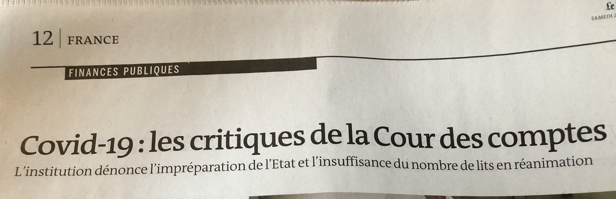 yannduboscBussy's tweet photo. Rapport de la cour des comptes sur la Covid-19 : faible anticipation,impréparation de l’Etat(santé et EN),insuffisance de lits en réanimation... Pas d’autres commentaires ! #Coursdescomptes #accablant #Onvouslavaisbiendit https://t.co/QudL4W3r1E