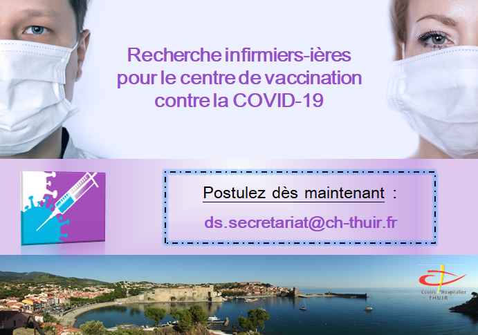 CHTHUIR's tweet photo. Le centre de vaccination contre la COVID-19 a hâte d'accueillir ses nouveaux infirmiers-ières !
Candidatez dès aujourd'hui :
ds.secretariat@ch-thuir.fr https://t.co/ExP7lanhvu