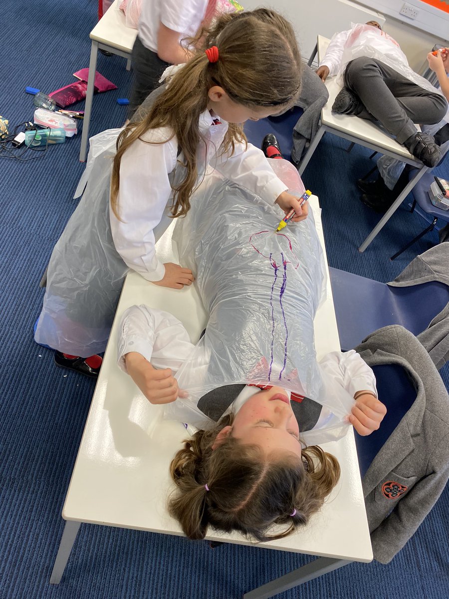 BGS_LowerSch's tweet photo. Year 4 enjoyed turning themselves inside out to track the route our food takes in the body. They even helped Miss Jones track her food! #BGS_Science #getinvolved #teamwork https://t.co/QkwNwYdHEc
