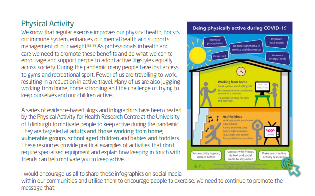 Chief Medical Officer - annual report: 2020 to 2021 

Recover, Restore Renew

gov.scot/publications/c…

Great to see physical activity featured and the Infographics led by @HansonCoral <a href="/lisneubeck/">Prof Lis Neubeck</a> and colleagues at <a href="/EdinburghNapier/">Edinburgh Napier University</a>  

blogs.bmj.com/bjsm/2020/03/3…