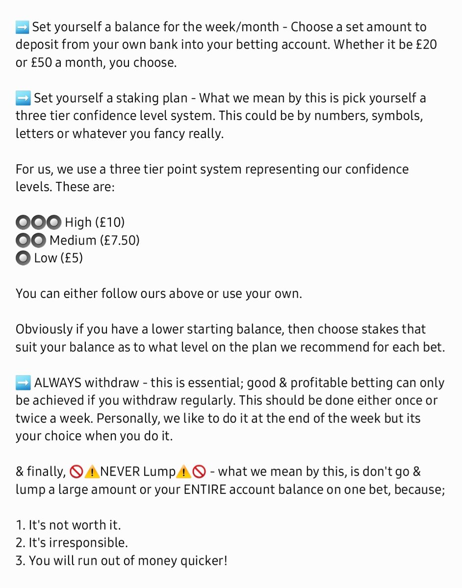 TipTopTips247's tweet image. If you're struggling & wondering why you keep depositing more & more money into your accounts, here's a short read on a route to good & profitable betting👇🏽
We hope this helps you to more wonderful & better things when it comes to betting BETTER🤝🏼
❤ & 🔃 for others to read!