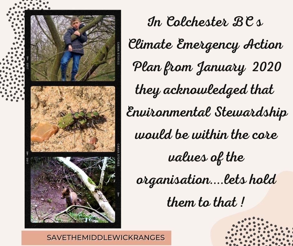 SaveRanges's tweet photo. In Colchester Borough Councils Climate Emergency Action Plan from January 2020, they acknowledge that Environmental Stewardship would be within the core values of the organisation....
Enjoy Colchester #savemiddlewickranges #savethewick #ecocide #colchester #naturecrisis https://t.co/Oz7ORc1gbU
