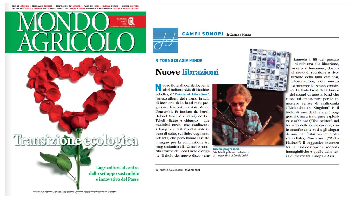 Ancora ASIA MINOR! Un pezzo speciale di Gaetano Menna sul nuovo numero di Mondo Agricolo, magazine di <a href="/Confagricoltura/">Confagricoltura</a> #asiaminor #amsrecords #btfvinylmagic #progrock #progressive #confagricoltura #mondoagricolo #synpress44 #press