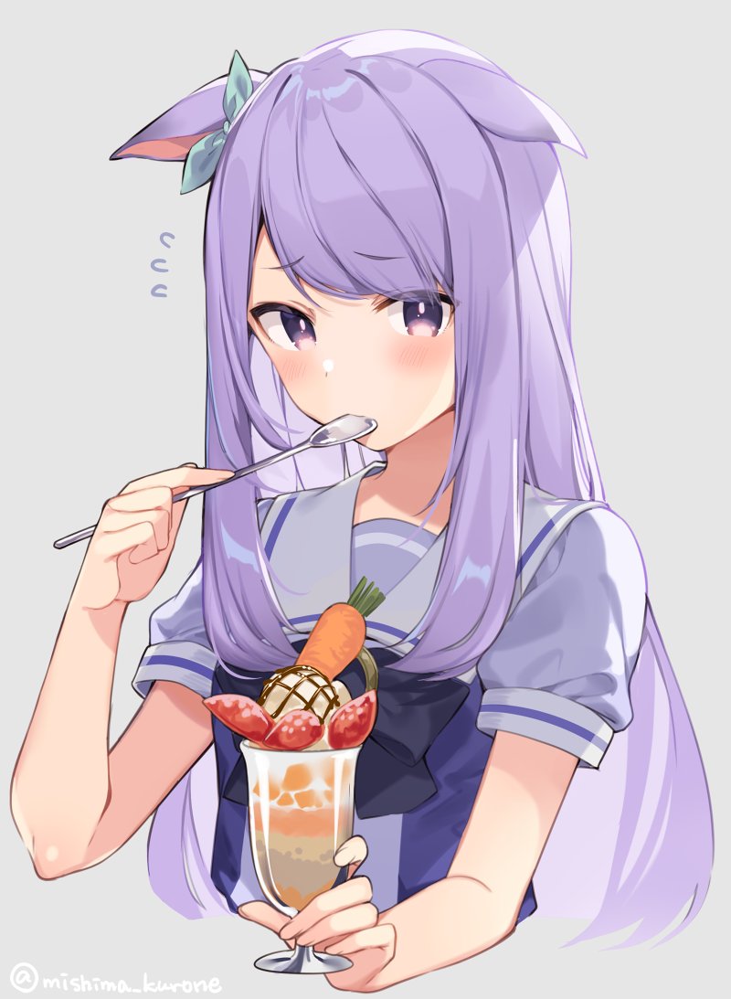 mejiro mcqueen (umamusume) 1girl animal ears solo horse ears long hair purple hair tracen school uniform  illustration images