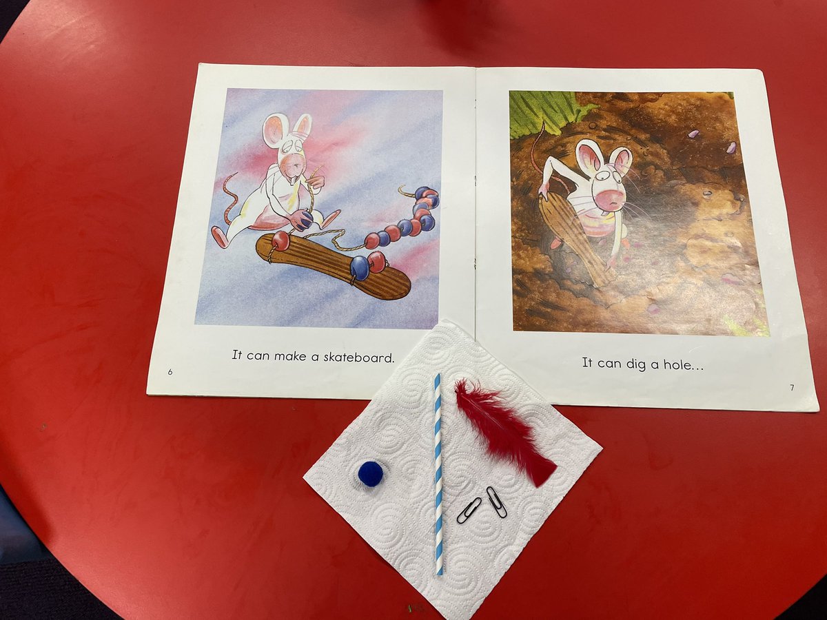 KindyStPius's tweet photo. Fun with #guidedreading today. After reading about what the mouse could do with an ice-cream stick, we thought about what he could do with other small items. We came up with some very creative ideas such as a paper towel sleeping bag and a straw exercise bar! #creativethinking https://t.co/frrOWQBzz0