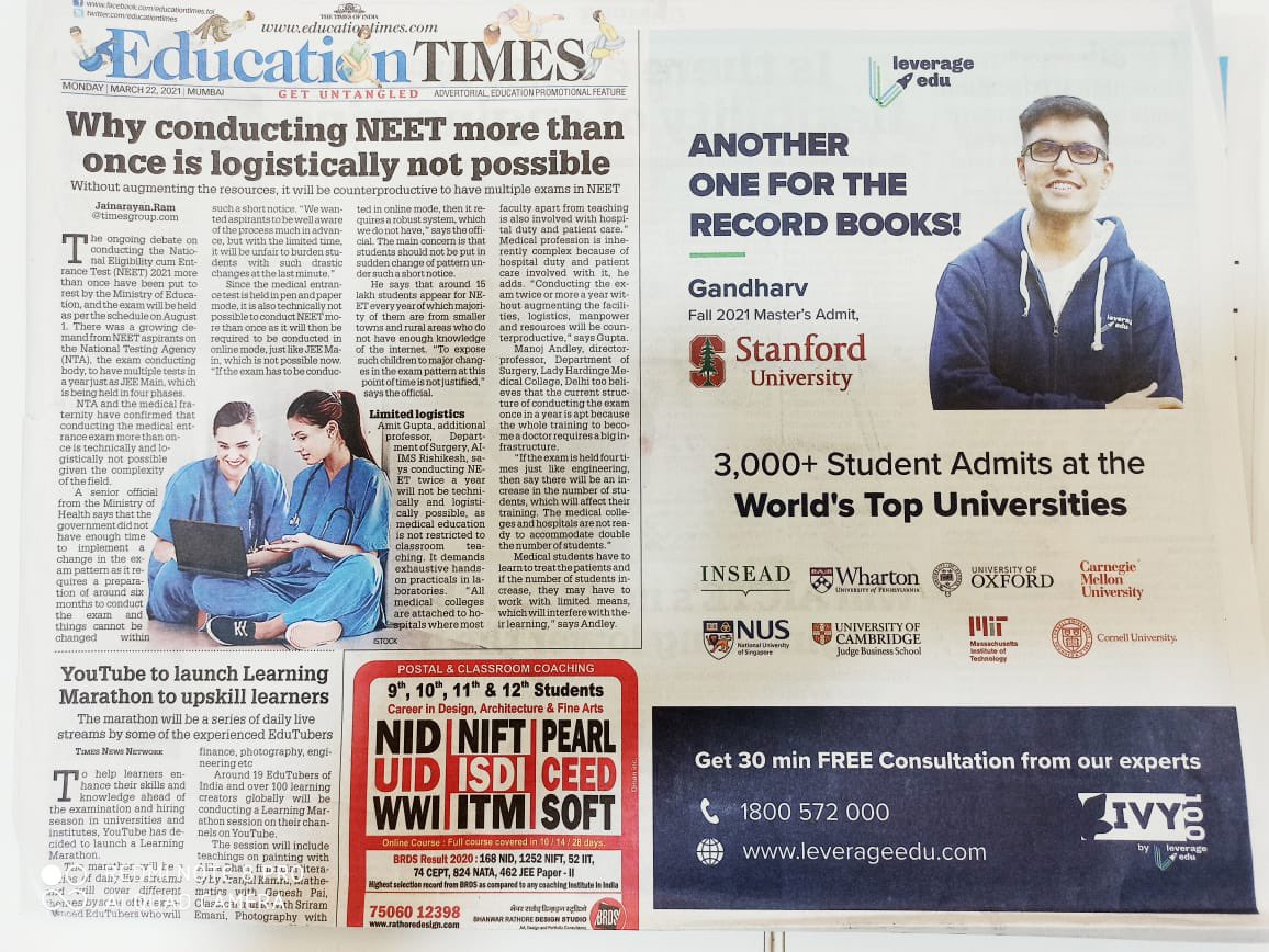 Akshay001's tweet image. 👇🏼 @educationtimes this morning in Delhi, Bombay, Bangalore, Pune &amp;amp; Hyderabad. Geared up for what’s going to be a very competitive intake for Top Universities this year! 

Only Results Count. #LeverageIt