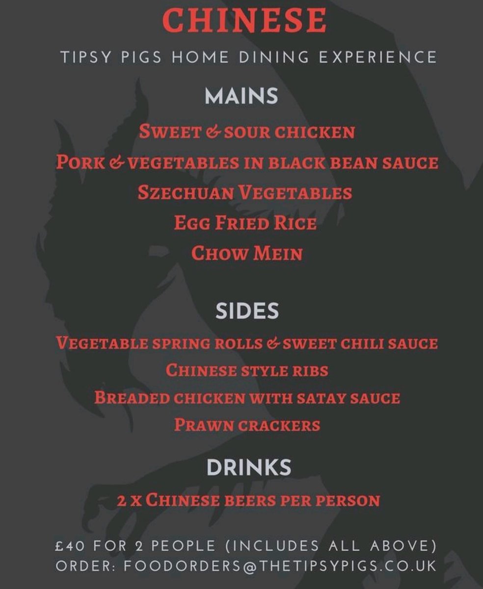 Chinese Home Dining Treat for this Friday? Just £40 for 2 person box including beers.