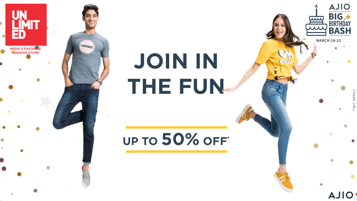 AJIO on X: Fresh, fun styles to take on summer – from Unlimited, at up to  50% off at the AJIO Big Birthday Bash! Top 5 shoppers win AJIO points worth  10,000!