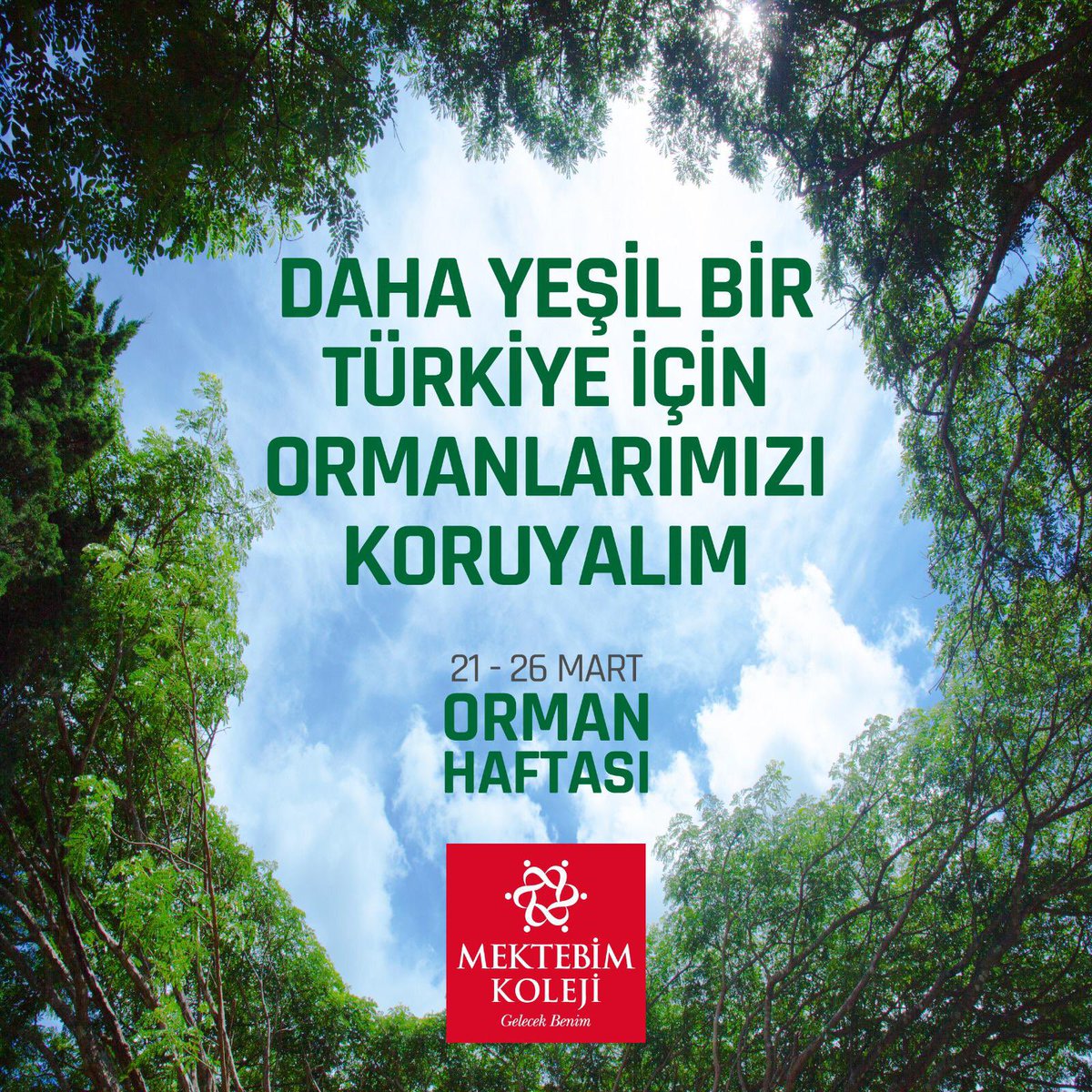 21-26 Mart Orman Haftası.
Daha yeşil bir Türkiye için ormanlarımızı koruyalım.
#mektebim #gelecekbenim