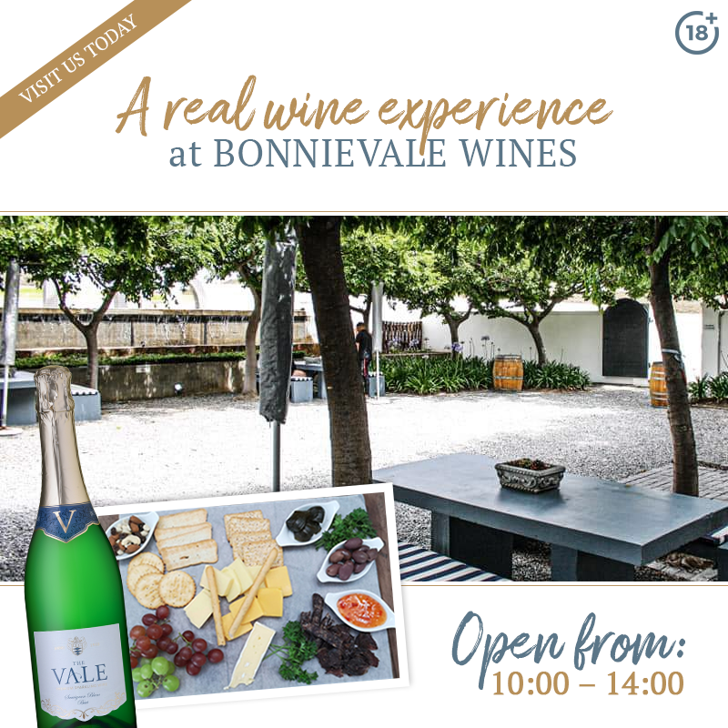 Come and enjoy a real wine experience at Bonnievale wines!

Operating hours for today are:
10:00 - 14:00

#bonnievalewines #realwineexperience #CapeWine #wine #tasting #winelover