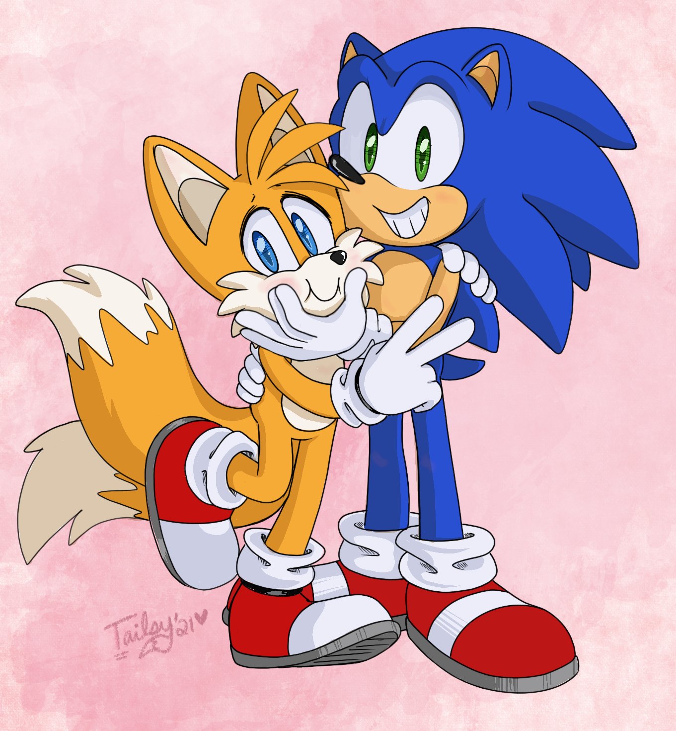 X 上的MugiMikey  Commissions Closed!：「My fanart submission of Super Sonic  and Super Tails for @TheEmuEmi's Sonic & Tails R series!   / X