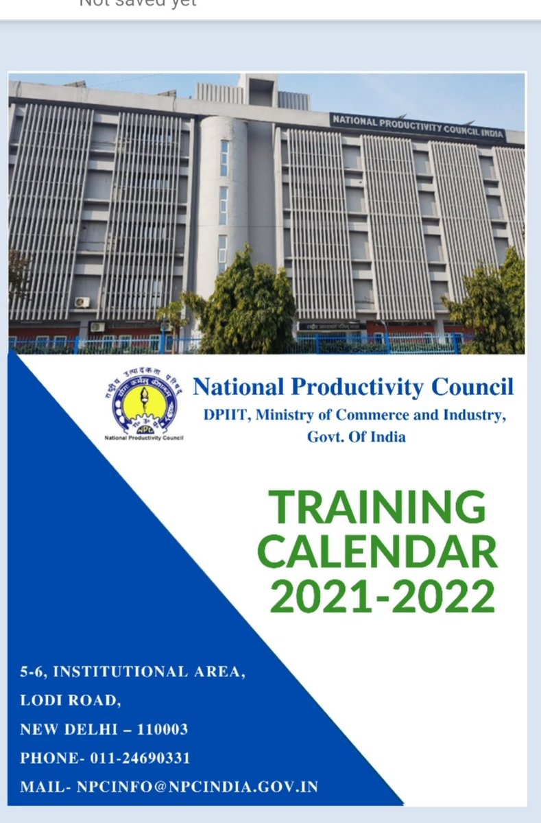 NPC_INDIA_GOV's tweet photo. National Productivity Council announces Annual Training Calendar
Register now at https://t.co/SszUpIV0iR
#kyp #kyp #epass #npcertificate #knowyourproductivity #वेबीनार #ईलर्निंग #एनपीसी #npc #npcindia https://t.co/yxrSS5CVlI