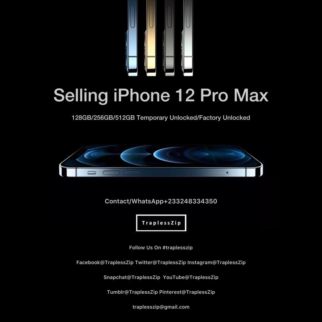 traplesszip's tweet image. Selling iPhone 12 Pro Max 128GB/256GB/512GB Temporary Unlocked/Factory Unlocked Contact/WhatsApp +233248334350 #traplesszip Facebook@TraplessZip Instagram@TraplessZip  Snapchat@TraplessZip  YouTube@TraplessZip Tumblr@TraplessZip Pinterest@TraplessZip traplesszip@gmail.com