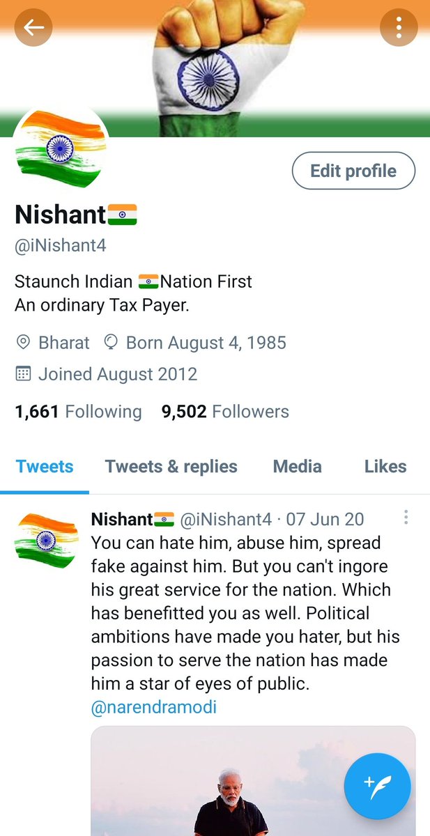 iNishant4's tweet photo. Need 500 more for 10 k.
#FF for myself.
Pl follow me.
#ModiMyPride https://t.co/17eTHIrffE
